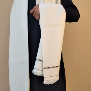 Kashmiri Dhussa & Pashmina Wool Shawl For Men (White-Black-Brown)