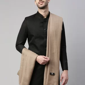 Men Sarmia 100% Pure Wool Toosha Shawl (Beige Size: 127x254 CM)